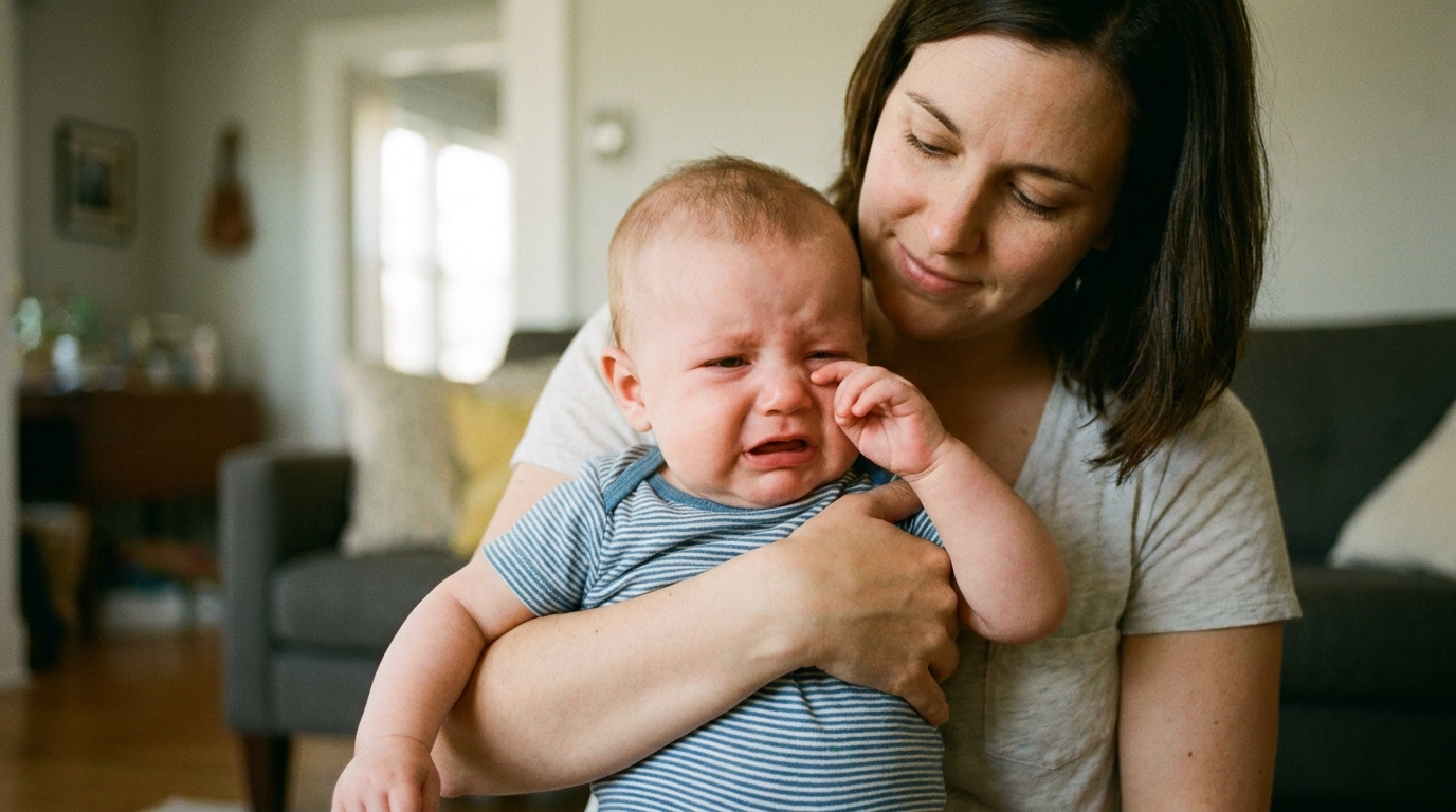 Bébé très fatigué et agité accompagné par sa mère